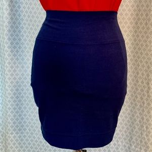 Navy Blue Stretch Pencil Skirt